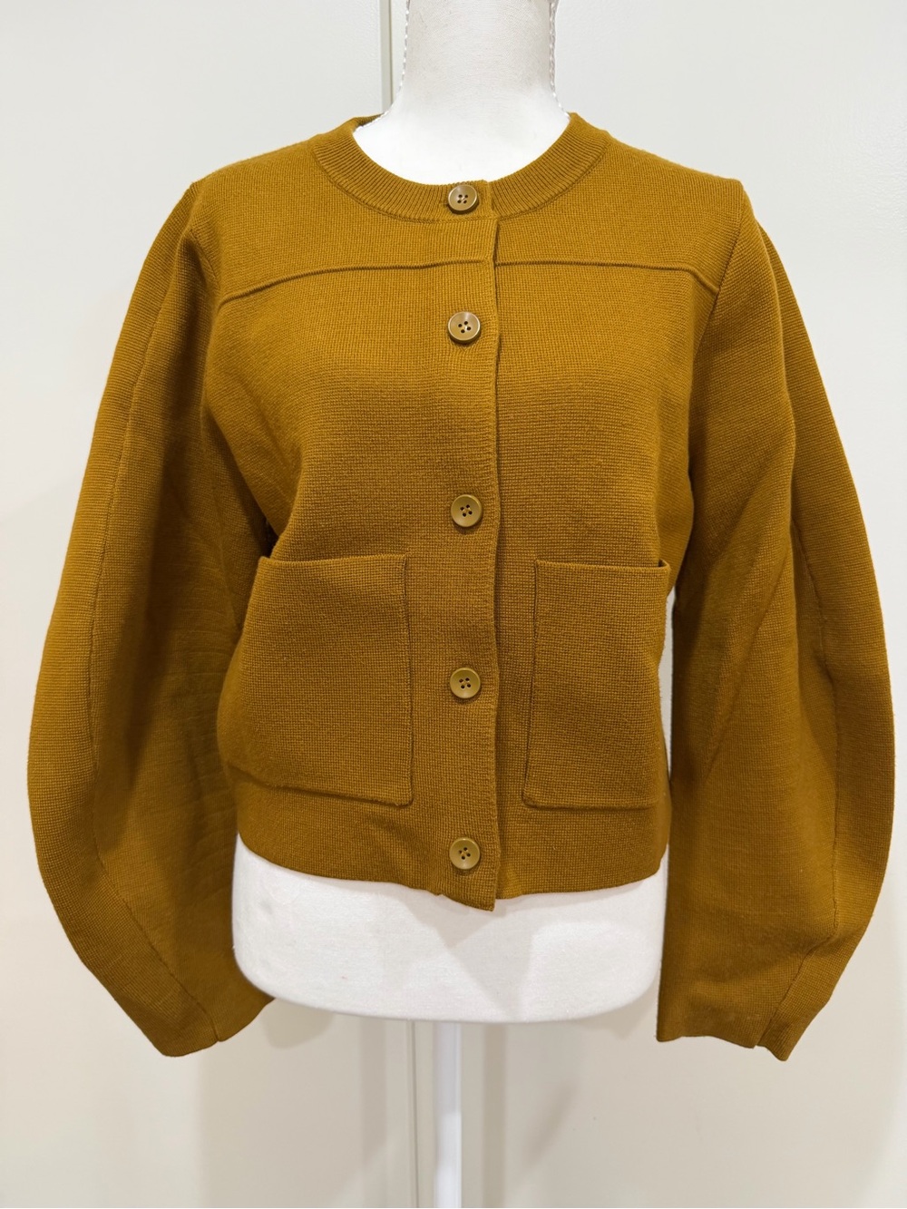 Zara Mustard Button-Front Knit Jacket